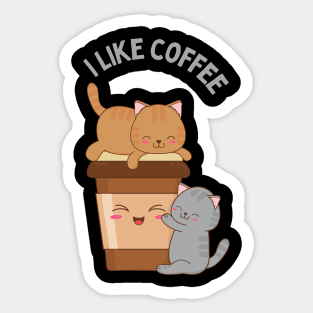 I like Coffee First Cute little cats I need coffee addict This Girl Runs On Caffeine And Sarcasm Sticker